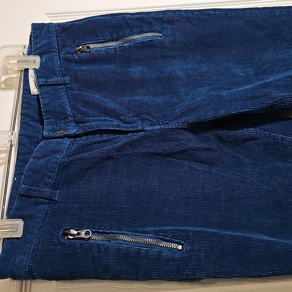 Woolrich Blue Teal Jeans Corduroy Pants Zip Slash Pockets Stretch Cotton  Size 8 - Picture 2 of 10